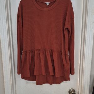 White Birch Terracotta Peplum Blouse